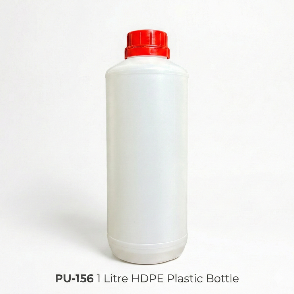 PU-156 1 Litre HDPE Plastic Bottle with Leak-Proof Cap (1000ml)