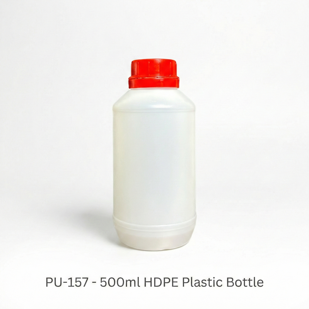 PU157 500ml HDPE Plastic Bottle | Chemical-Resistant Industrial Bottle with Inner Stopper