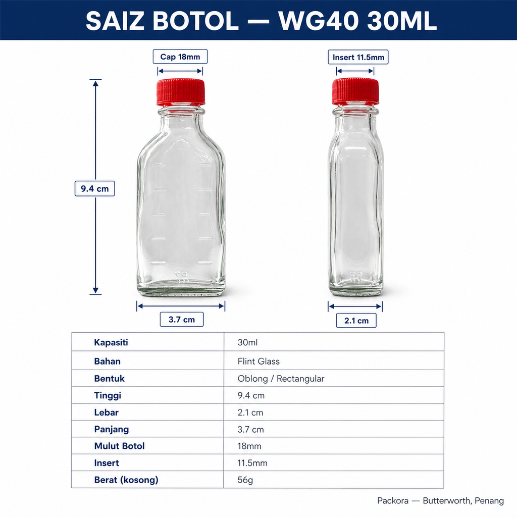 WG40 30ml Glass Bottle (Clear) – High-Quality Packaging for Medicated Oils & Massage Oils| Packora