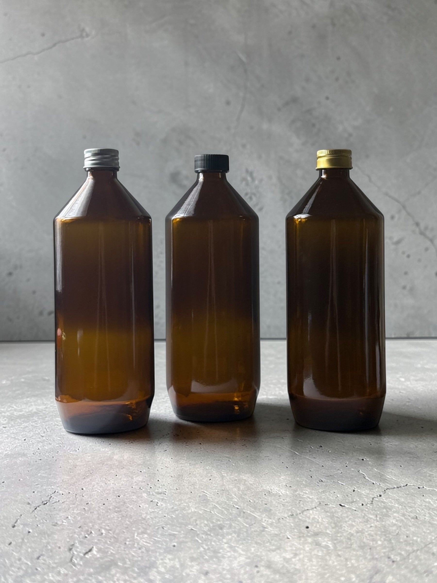 KL-182 1 Litre Amber Glass Bottle | 33mm Neck | Industrial Liquid Packaging