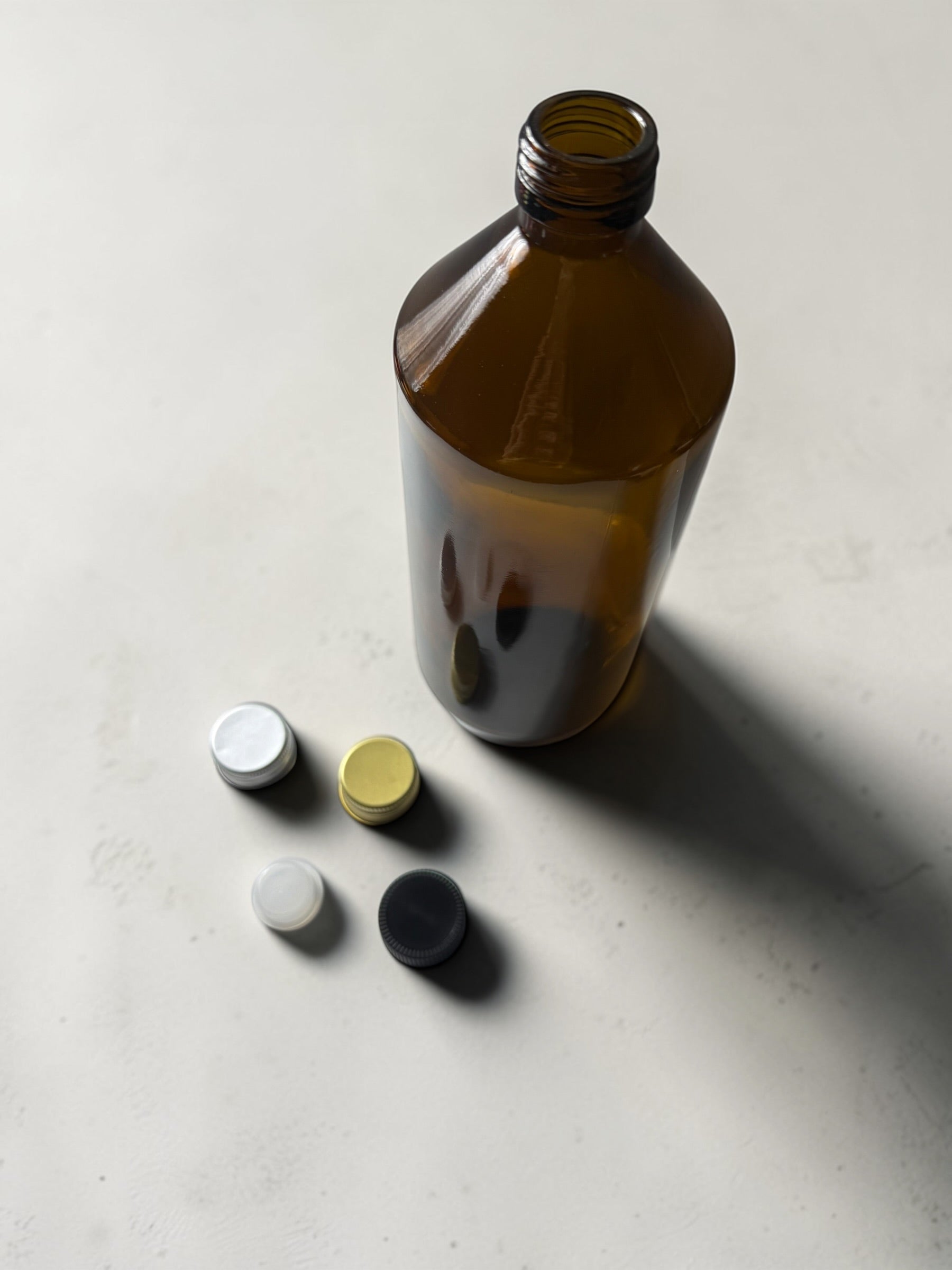 KL-182 1 Litre Amber Glass Bottle | 33mm Neck | Industrial Liquid Packaging