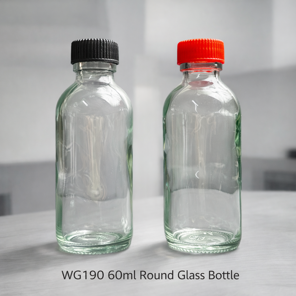 WG190 60ml Clear Glass Bottle for Fruit Juice, Essential Oils & Liquids | Carton 190 Units