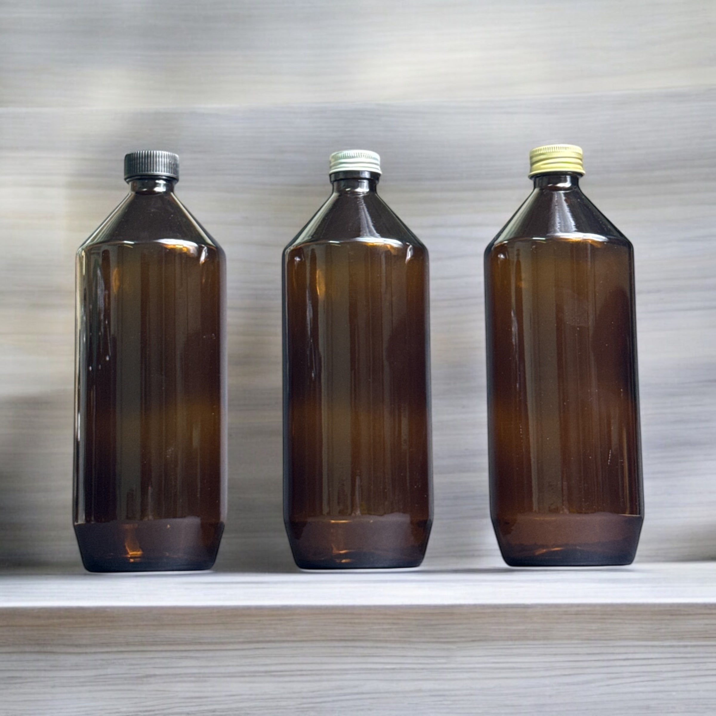 KL-182 1 Litre Amber Glass Bottle | 33mm Neck | Industrial Liquid Packaging